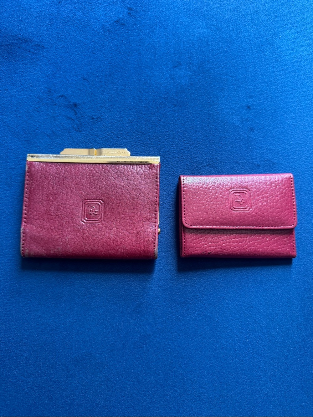 Dior vintage Burgundy and Gold Leather Clutch and keychain